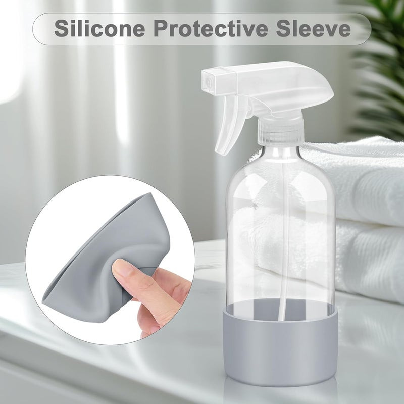 Worldgsb 2 Pack Glass Spray Bottles with Silicone Sleeve, 16 oz Empty Refillable Containers with Adjustable Spray Nozzles, Spray Bottles for Hair, Cleaning Solutions and Plants - Image 3